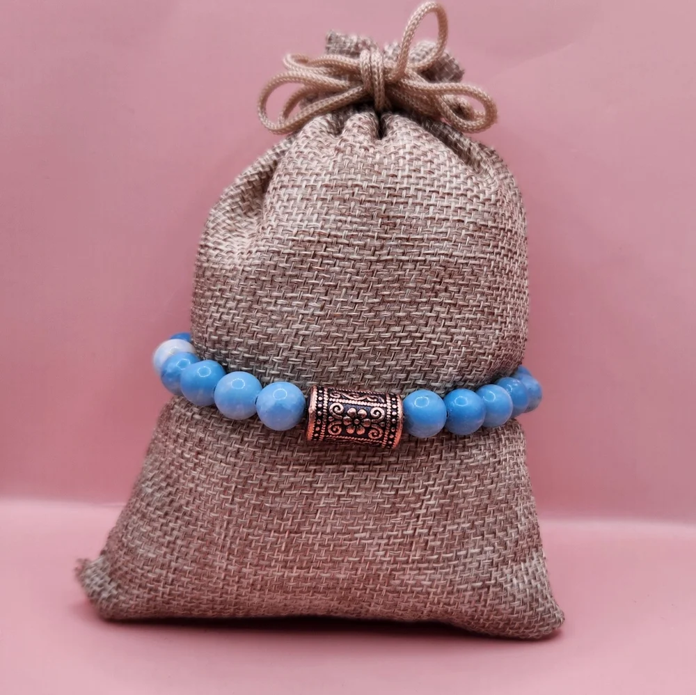 Larimar and Copper Beaded Bracelet
